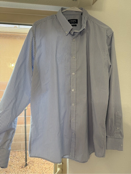 Chaps Other - Chaps Men's Regular Fit Blue & White Check Dress Shirt L